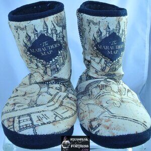 HARRY POTTER MARAUDERS MAP BOOT UGGS STYLE SLIPPERS SIZE 7 8 NEW HOT TOPIC BIOWO